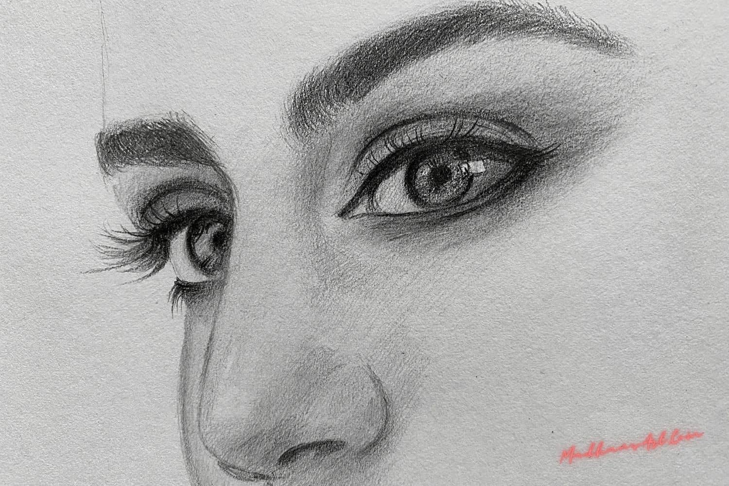 Face of a female, pencil drawing to depict what is drawing?