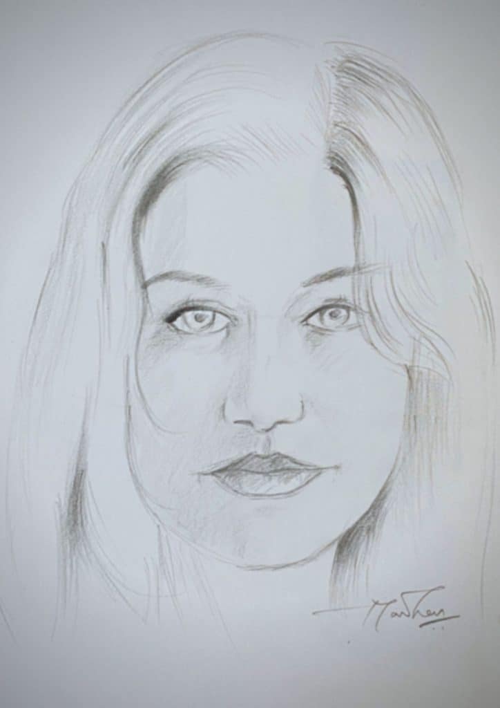 Pencil Portrait of a girl done using freehand drawing