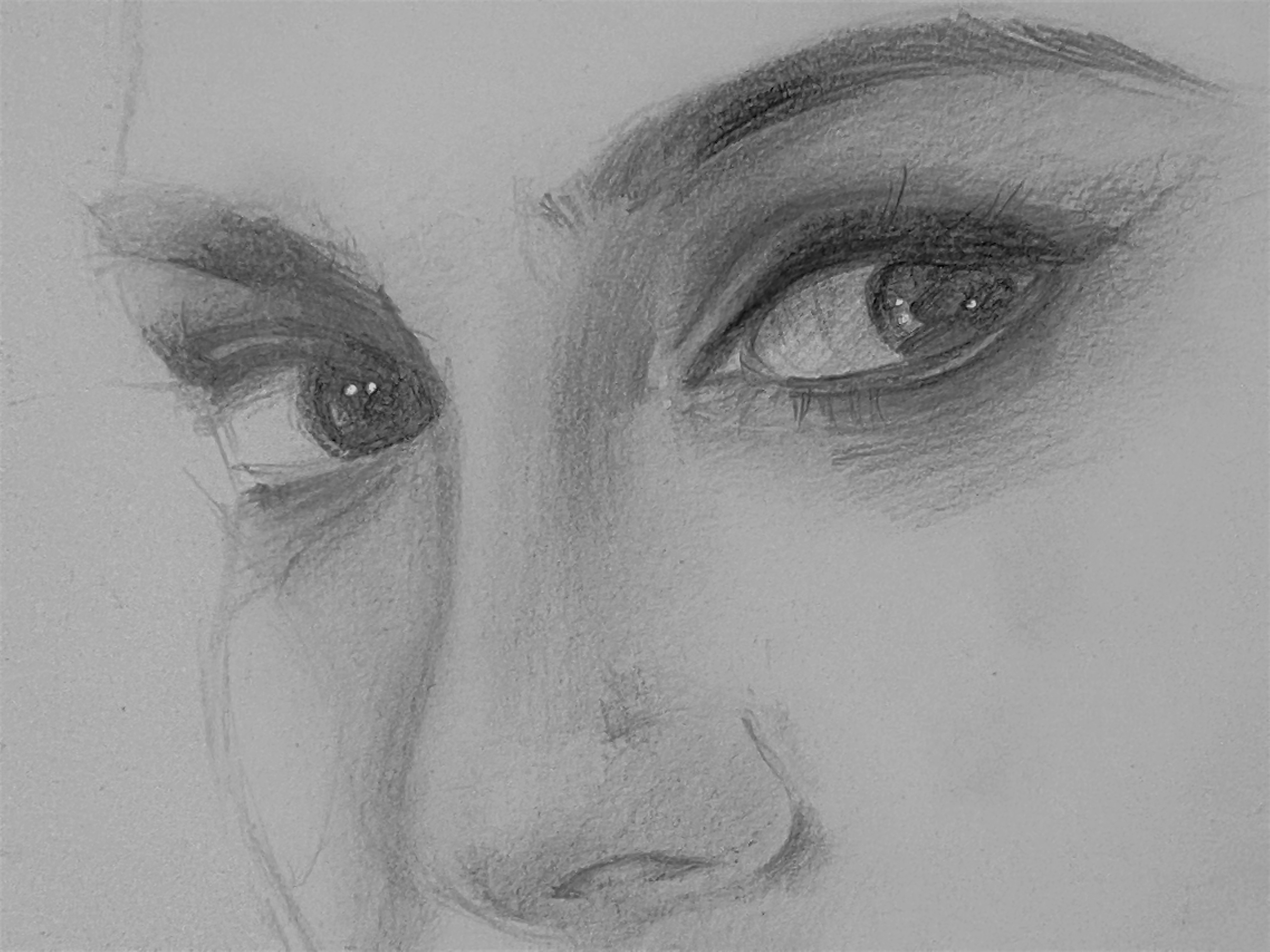 eyes of a girl drawn without using any instruments