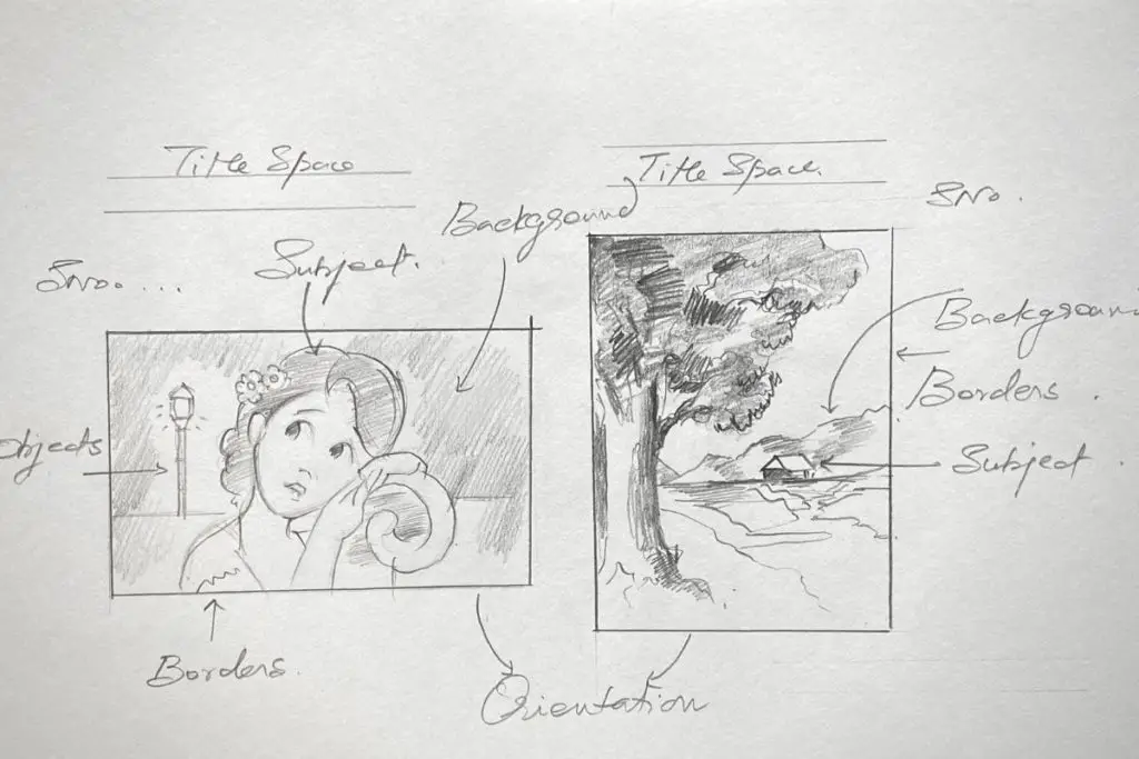 2 Thumbnail sketches in portrait and landscape parts describing what it is