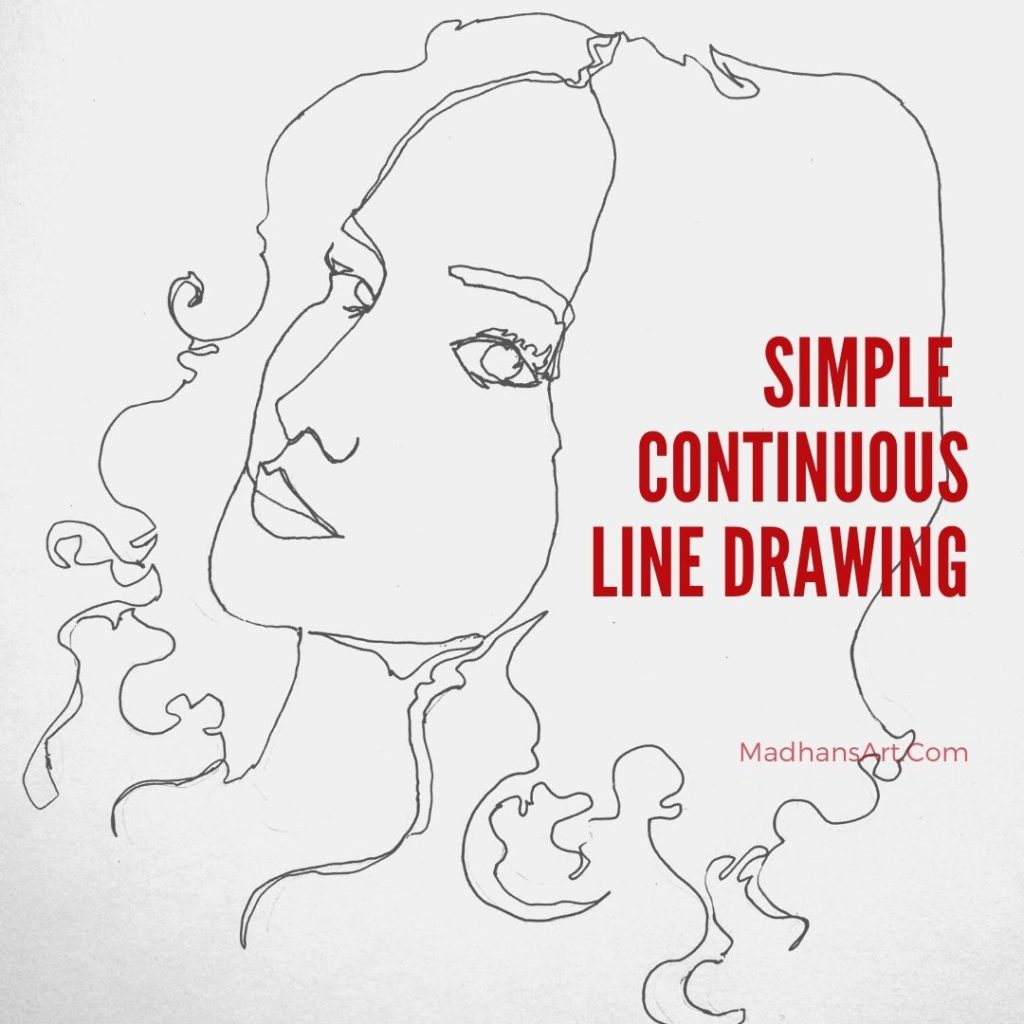 continuous line art of a face of a girl
