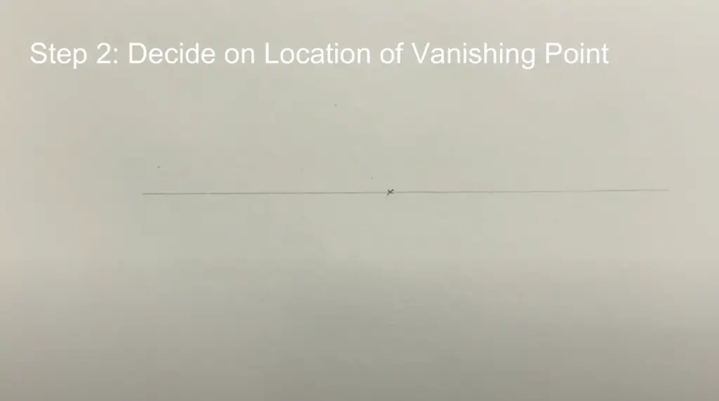 A straight line which is Horizon Line and Vanishing Point Marked on it