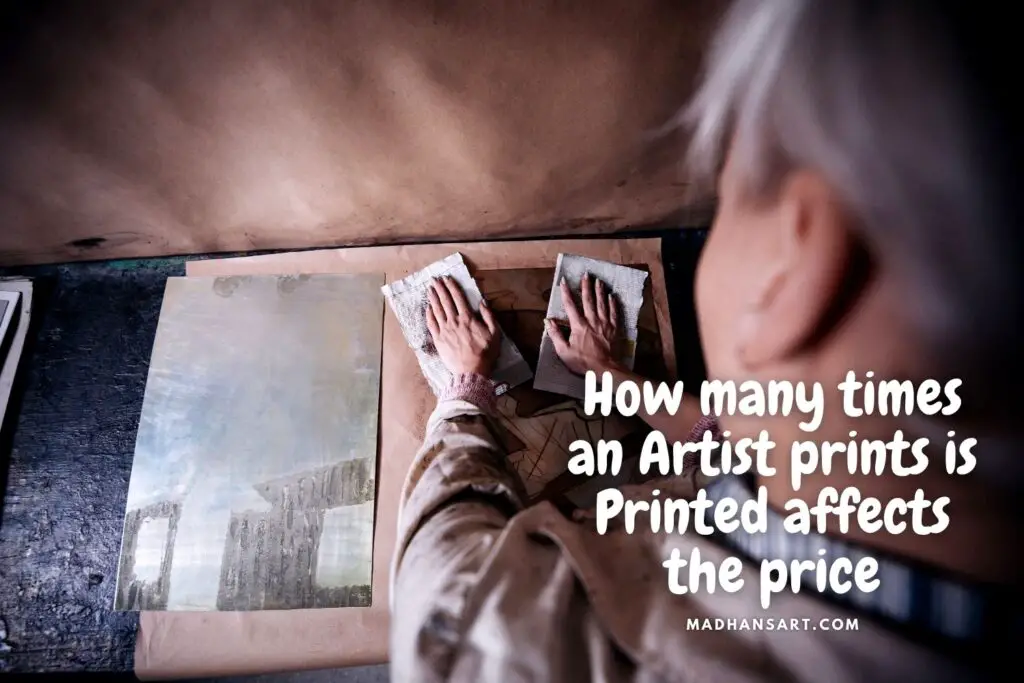 An old lady preparing art print
