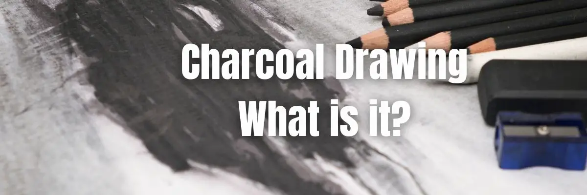 Charcoal Drawing closeup with Charcoal Pencils blending stump compressed charcoal and sharpner