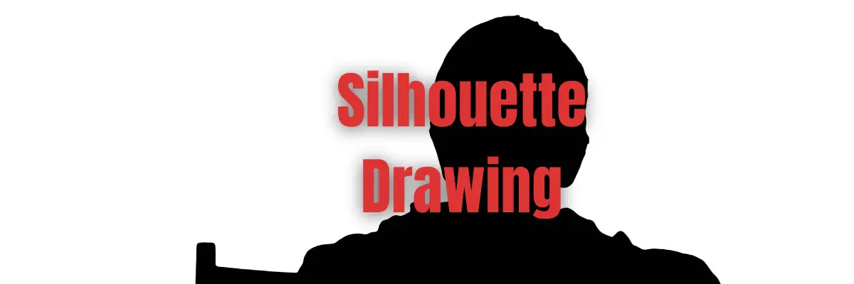 A silhouette drawing of a kid sitting on a table