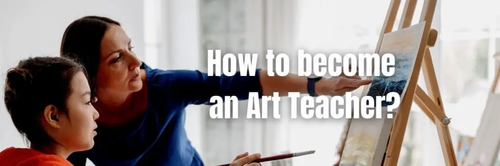 An Art Teacher teaching a Student on how to pain on an easel