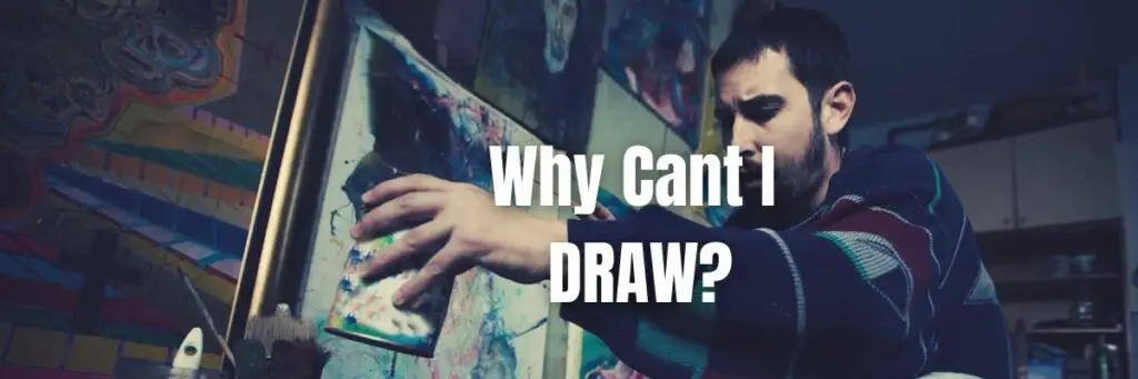 An artist painting on an easel and he is frustrated