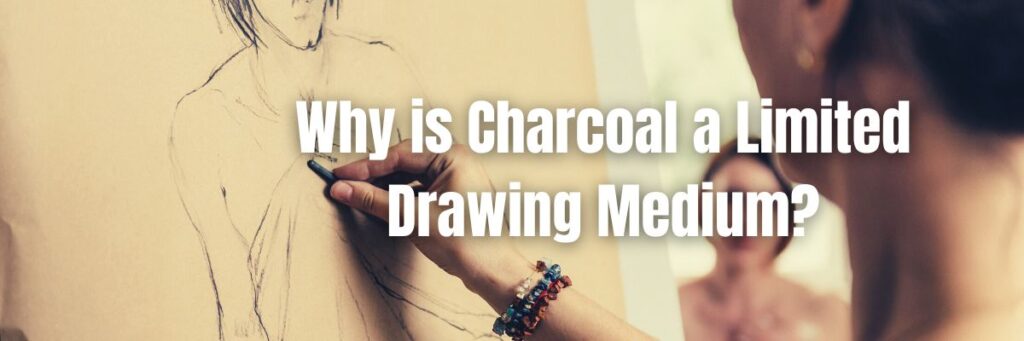 An artist on the easel using charcoal and drawing a live drawing