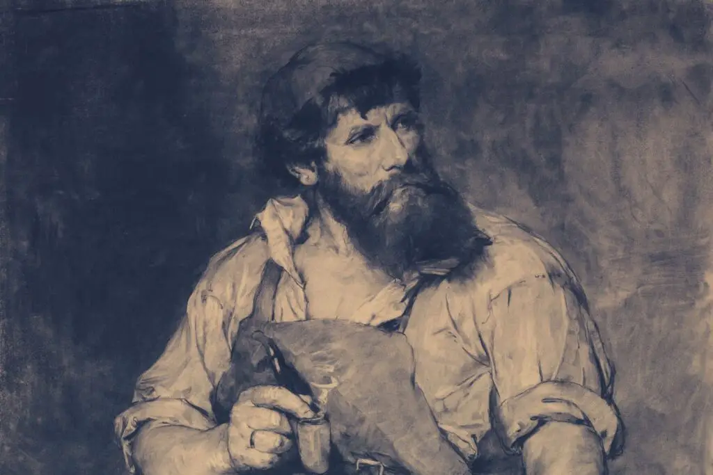 Portrait of a rusty man using charcoal