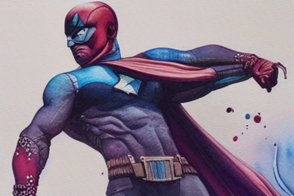 Watercolor painting of a Super Hero Fan art