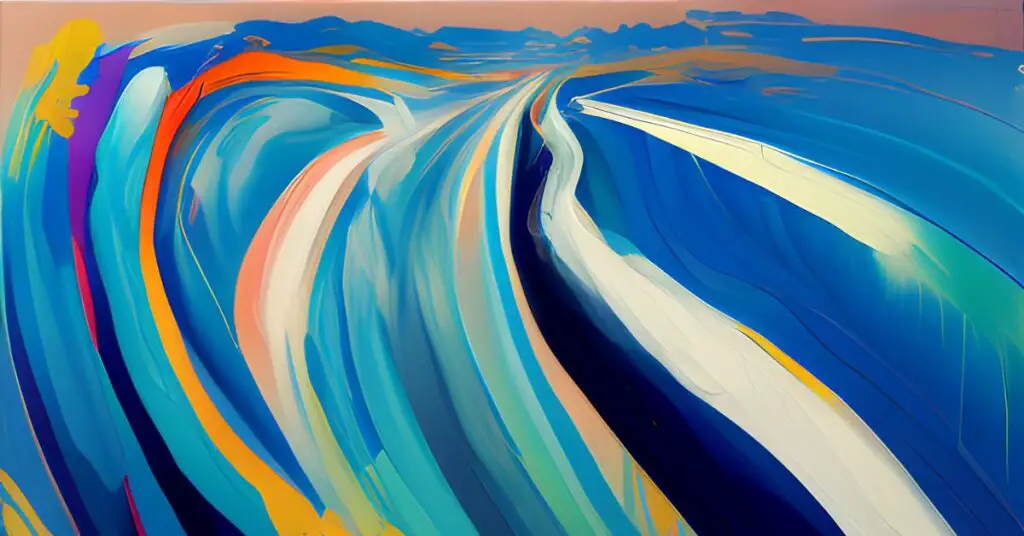 painting on canvas using different colors depicting flowing rhythm