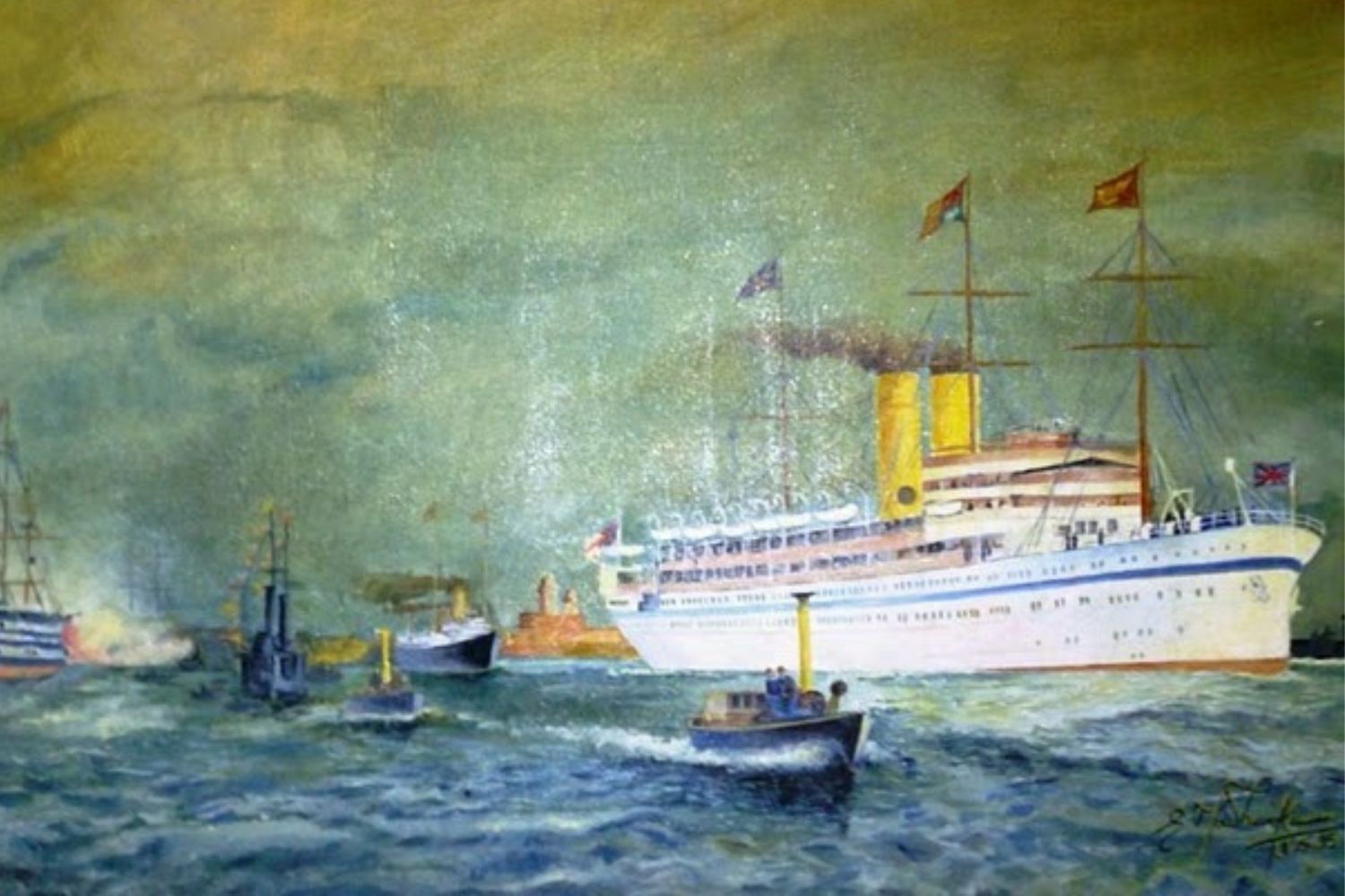 oil painting of a ship