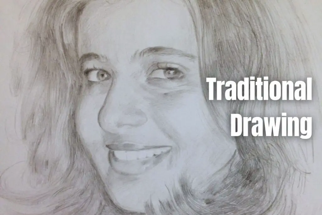 pencil portrait depicting a traditional drawing of a girl